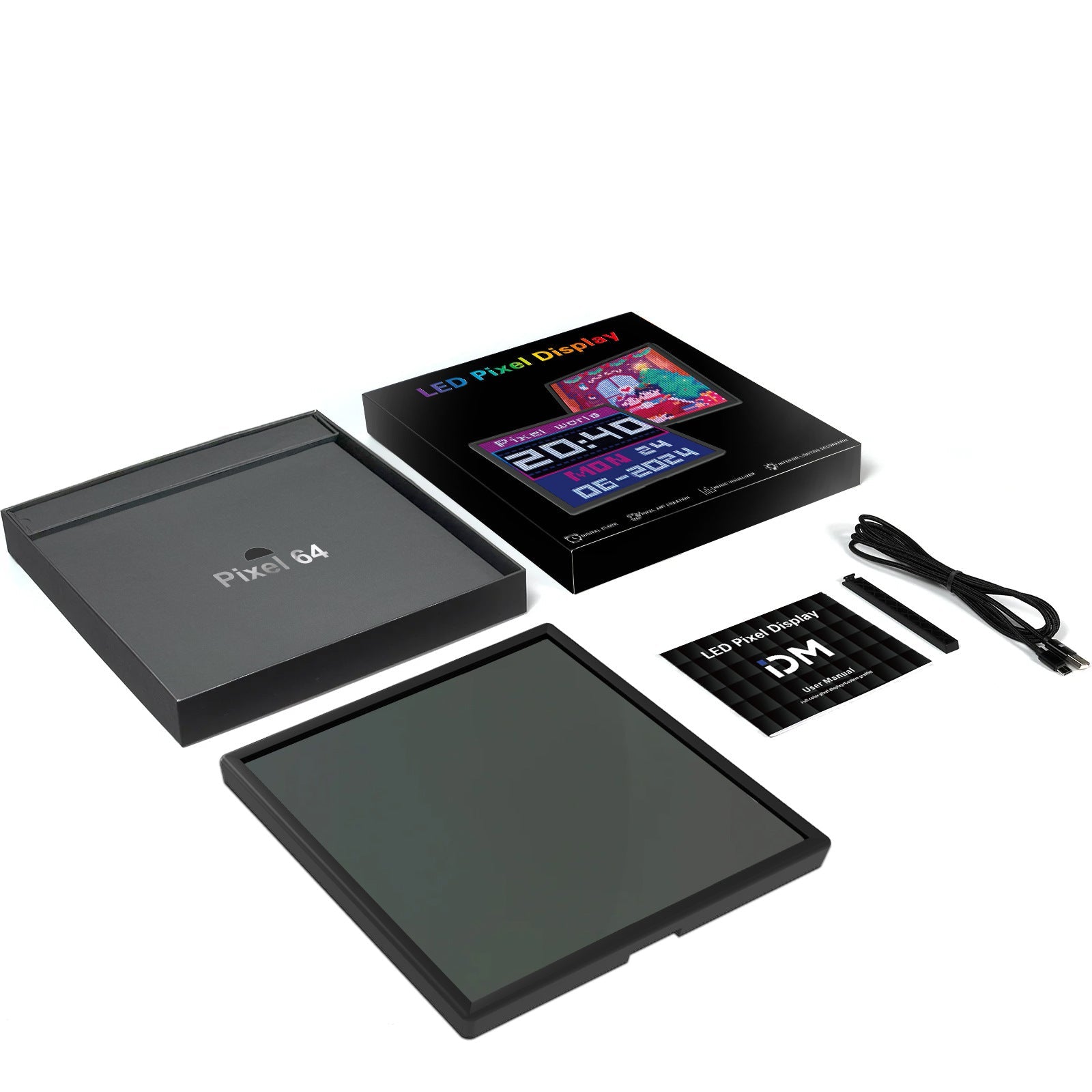 Display pixel art, GIFs or messages on this 64x64 LED screen. Connect via USB/HDMI. Ideal for desktops, gift ideas, or gaming tables.