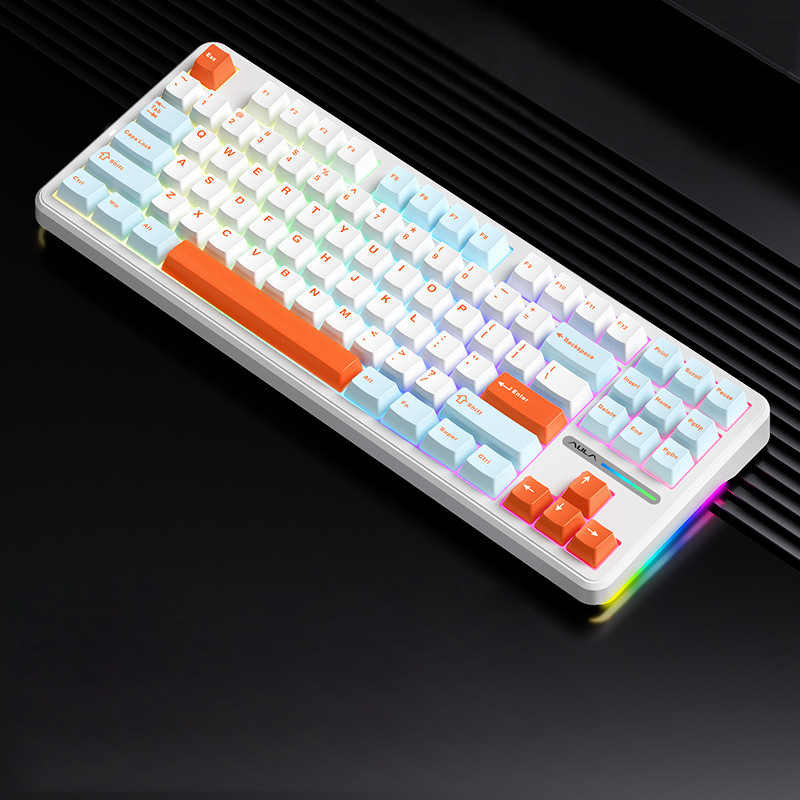 F87Pro custom mechanical keyboard with RGB lighting, wireless tri-mode connection, and 10000mAh battery